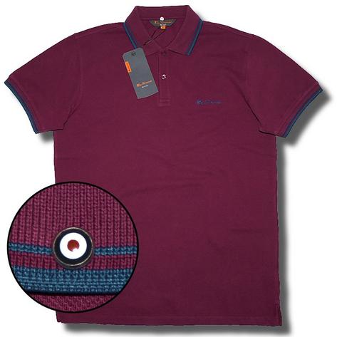 Classic Ben Sherman Mod Oversize Tipped Pique Polo Shirt Wine Preview